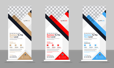 Roll up banner. Corporate modern Business abstract, infographics Vertical display Trend Rollup and X-banner set, stand, Signboard, rectangle size, Layout, leaflet template design.
