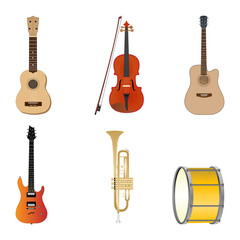 Musical instrument set vector illustration.