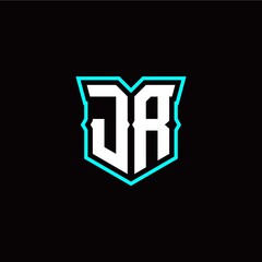 J R initial letter design with modern shield style