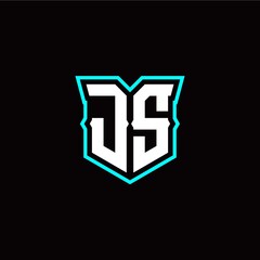 J S initial letter design with modern shield style