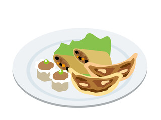日本風の中華料理盛り合わせ（餃子、春巻、焼売）