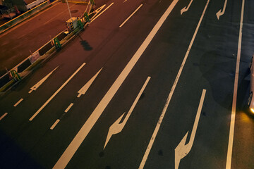 大阪梅田の夜の幹線道路