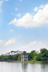 Fototapeta premium Amazing view in Hoan Kiem Lake ( Swork Lake) in Hanoi, Capital of Vietnam