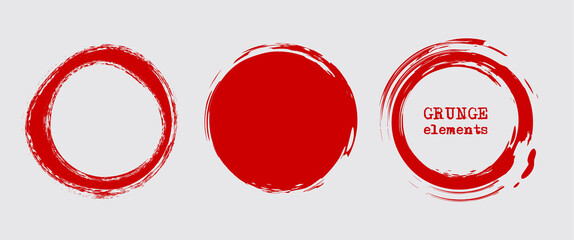 Set of grunge vector round and circle. Grunge background.