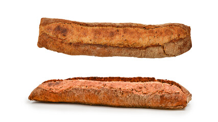 Fresh baguette isolated in white.