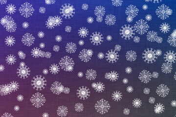 Blue Christmas background with large painted snowflakes. Winter abstract texture. Horizontal new year poster, card, website