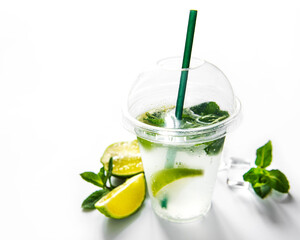 Mojito cocktail  with lime and mint