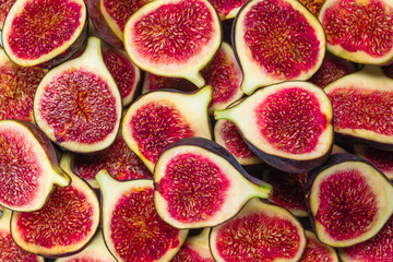 Tasty figs background. Top view.
