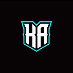 K A initial letter design with modern shield style