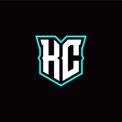 K C initial letter design with modern shield style