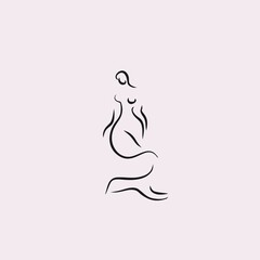 silhouette of a mermaid woman line illustration logo design