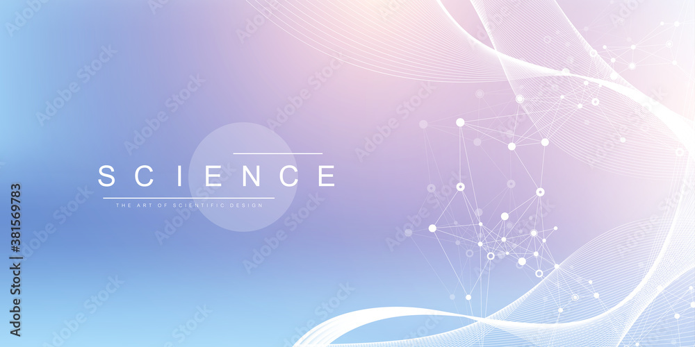 Poster big genomic data visualization. dna helix, dna strand, dna test. crispr cas9 - genetic engineering. 