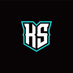 K S initial letter design with modern shield style