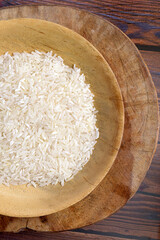 Uncooked rice in a bowl