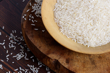 Uncooked rice in a bowl
