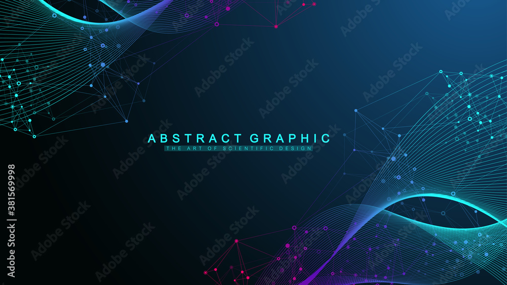 Poster big genomic data visualization. dna helix, dna strand, dna test. crispr cas9 - genetic engineering. 
