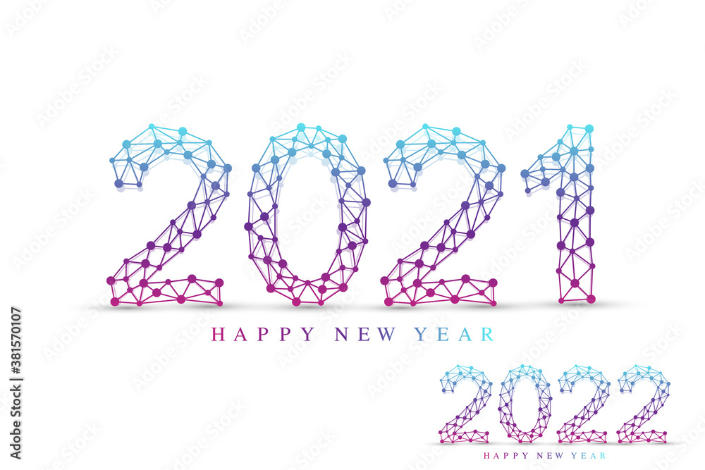 Poster text design christmas and happy new year 2021, 2022 . graphic background communication 2021 and 2022