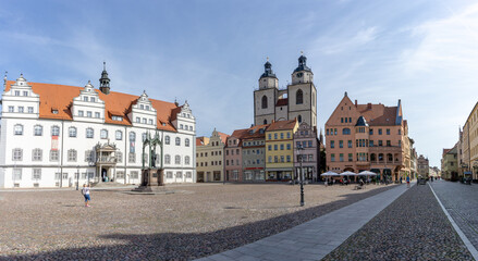 Naklejka premium panorama of the historic market square in Lutherstadt Wittenberg
