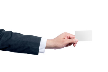 Businessman showing an empty card with his hand