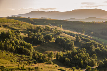 Sunset Landscape in the Apuseni Mountains. - 381570554