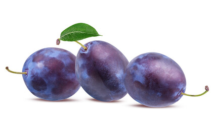 Plums isolated on white background with clipping path