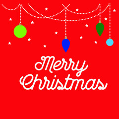 merry christmas text vector with red background