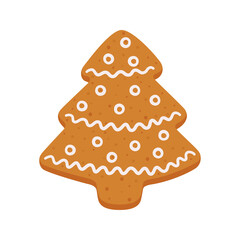 Gingerbread cookies in the shape of a Christmas tree. Isolated vector objects on white background