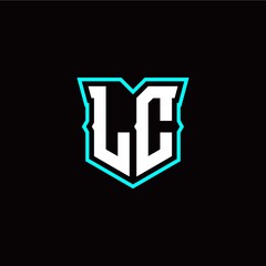 L C initial letter design with modern shield style