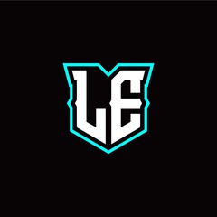 Obraz premium L E initial letter design with modern shield style