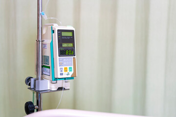 Modern automatic Infusion pump for control infuses fluids medication or nutrients sodium chloride...