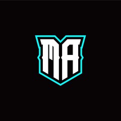 M A initial letter design with modern shield style