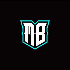 M B initial letter design with modern shield style