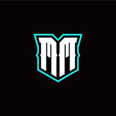 M M initial letter design with modern shield style