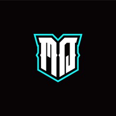 M Q initial letter design with modern shield style