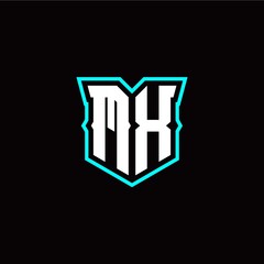 M X initial letter design with modern shield style