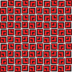 Vector seamless pattern texture background with geometric shapes, colored in red, black, white colors.