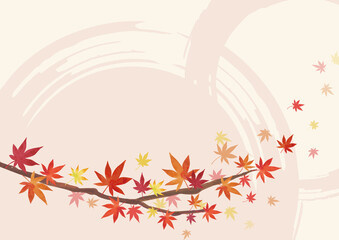 もみじの葉 紅葉 ライン素材5種類セット 水彩画と単色 緑から赤色のグラデーション Wall Mural Pp7