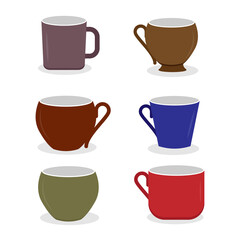 Six sets of colorful mug vector illustration