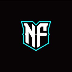 N F initial letter design with modern shield style