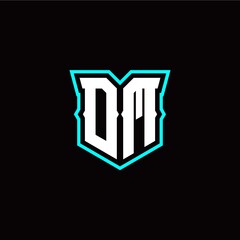 O M initial letter design with modern shield style