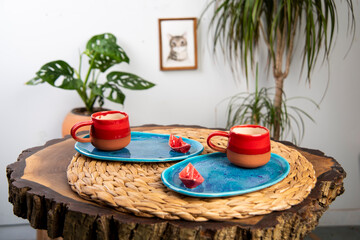 colorful handmade ceramic coffee cups