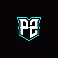 Fototapeta premium P Z initial letter design with modern shield style