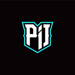 P I initial letter design with modern shield style