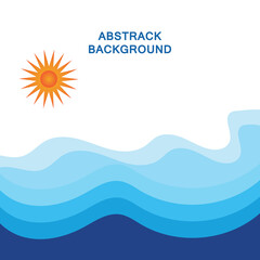 Abstract Water wave vector with sun illustration design background