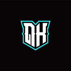 Q K initial letter design with modern shield style