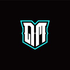 Q M initial letter design with modern shield style
