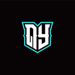 Q Y initial letter design with modern shield style