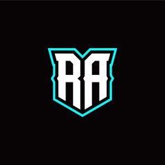 R A initial letter design with modern shield style