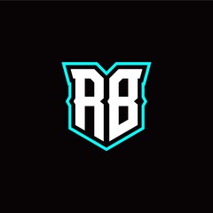 R B initial letter design with modern shield style