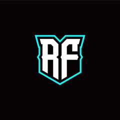 R F initial letter design with modern shield style